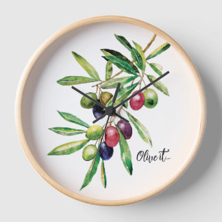 Horloge Branche d'olive aquarelle
