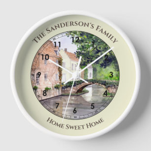 Horloge Bruges Belgique Aquarelle par Farida Greenfield