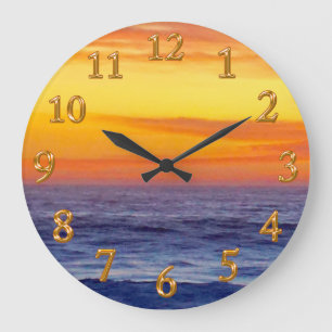 Horloge brûlante stupéfiante de plage de coucher