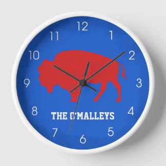 Horloge Buffalo Grunge Distressed Blue Red New York 716