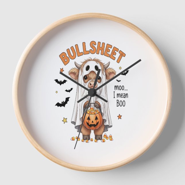 Horloge Bullsheet Highland Cow Funny Ghost (Recto)