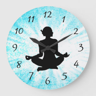 Horloge bustier femme méditation bleue soleil zen