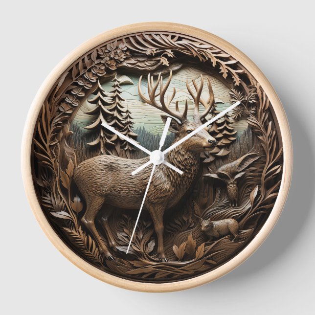 Horloge Cabine rustique de chasse au cerf (Recto)