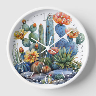 Horloge Cactus florissants et succulents