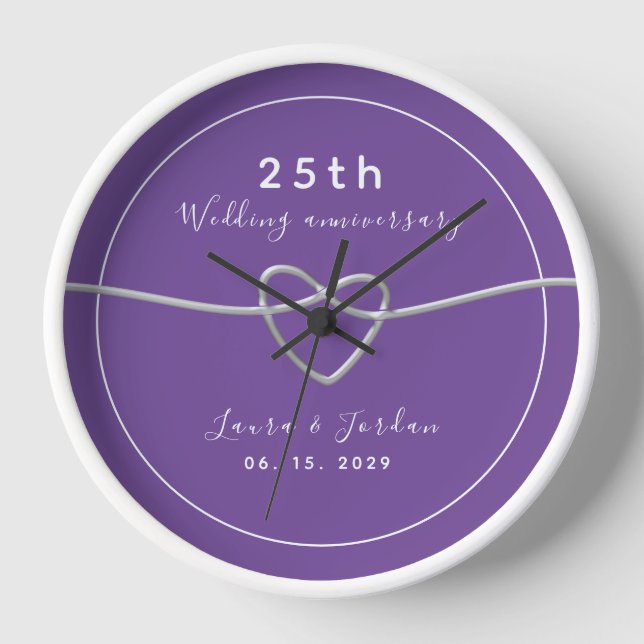 Horloge Cadeau de 25e anniversaire de mariage pour couple (Recto)
