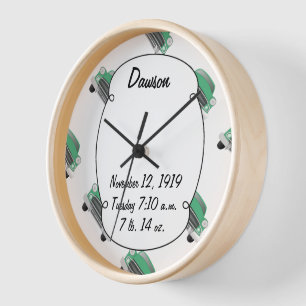 Horloge Cadeaux de voiture rétro verts doux classiques pou