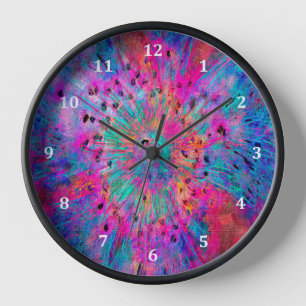 Horloge Cadran de montre à motif floral abstrait et cadre