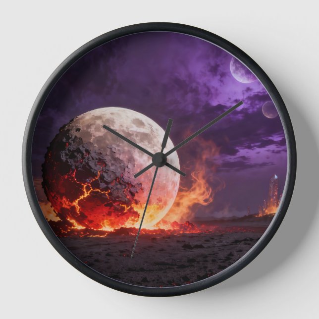 Horloge Cadran mural fantaisie Lune de lave (Recto)