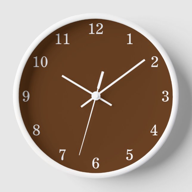 Horloge Cadran mural marron chocolat foncé élégant (Recto)