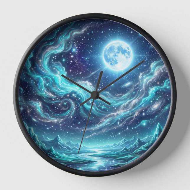 Horloge Cadran mural Vagues célestes au clair de lune (Recto)