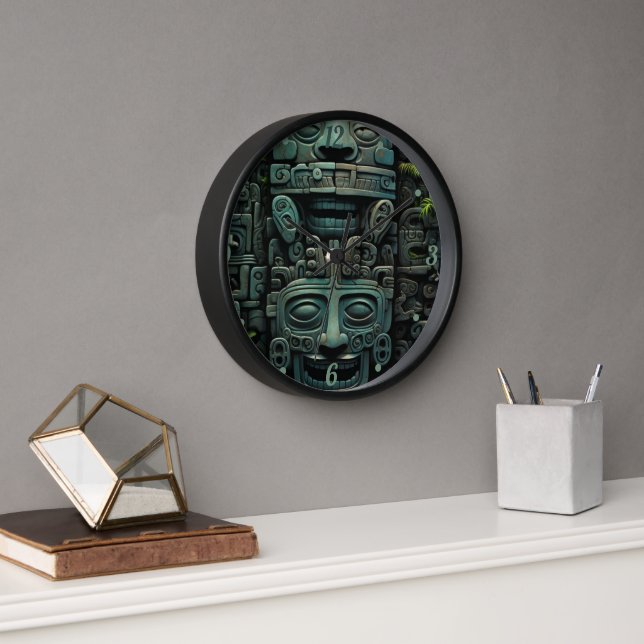 Horloge Cadre rond en bois noir (Bureau)