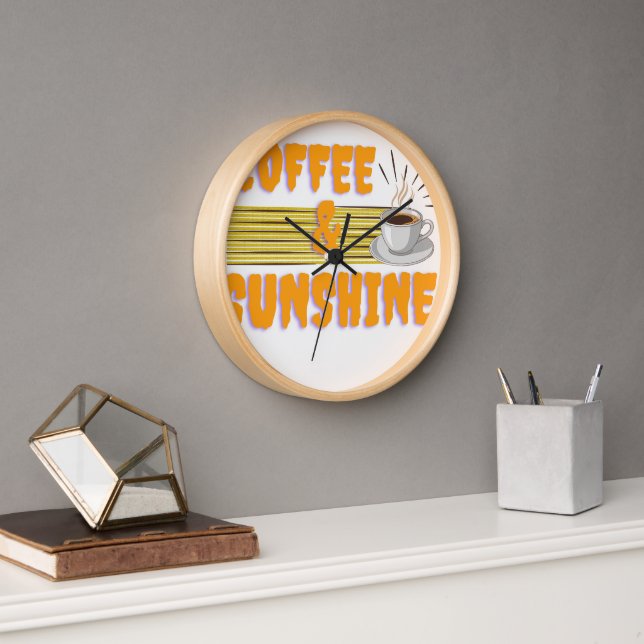 Horloge Café & Soleil – Vibrations Matinales Positives (Bureau)
