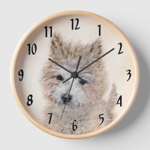 Horloge Cairn Terrier Peinture Chiot - Art Chien original