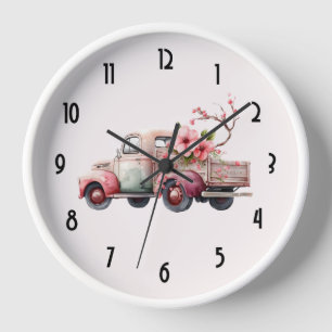 Horloge Camion Vintage rose
