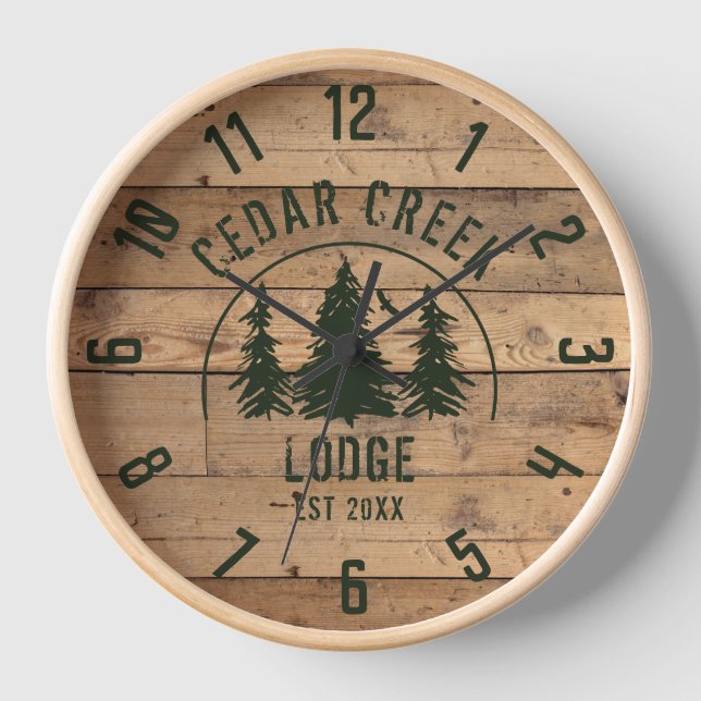 Horloge Campagne rustique Bois Arbres forestiers verts (Recto)
