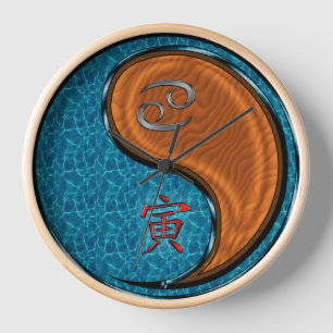 Horloge Cancer & Tigre de Bois