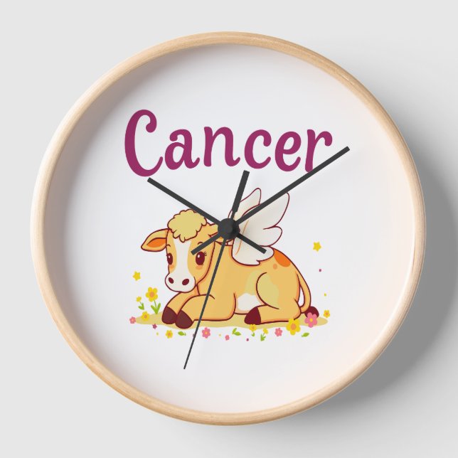 Horloge Cancer Vache zodiaque, Cancer mignon (Recto)