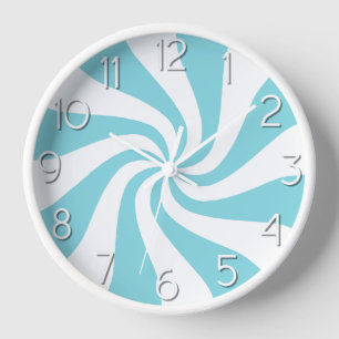 Horloge Candy Peppermenthe Swirl Light Bleu et Blanc Horlo