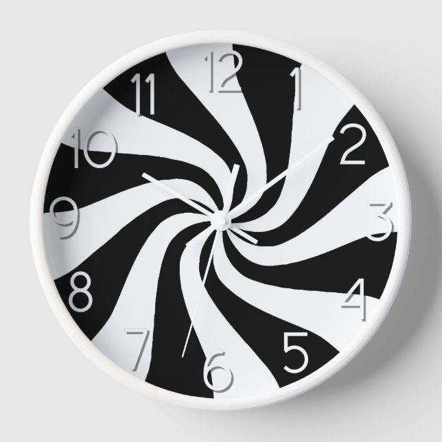 Horloge Candy Peppermenthe Swirl Noir et Blanc (Recto)