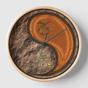 Horloge Capricorne & Dragon de Bois