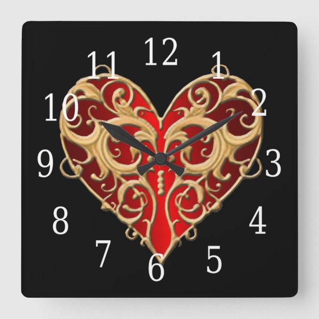 Horloge Cardiaque Rouge Filigree (Recto)