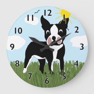 Horloge caricaturale Boston Terrier