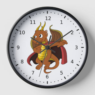 Horloge Caricature de dragon orange