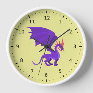 Horloge Caricature de dragon violet
