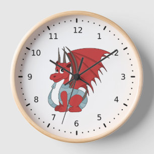 Horloge Caricature Dragon Rouge
