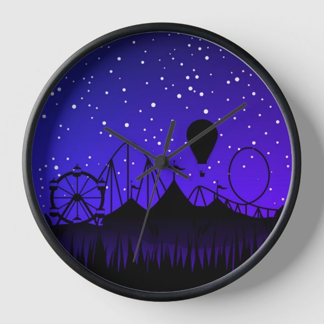 Horloge Carnaval nuit été équitation noir bleu (Recto)