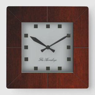 Horloge Carré en bois personnalisée
