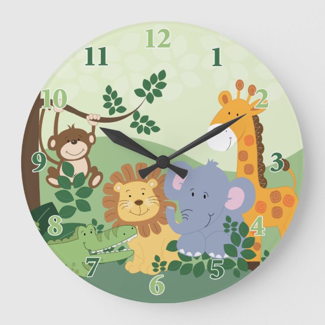 Horloge Carré Personnalisable Jungle Safari (Recto)