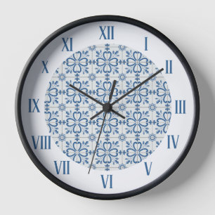 Horloge Carreaux de feuilles de houx de Noël et de pétales