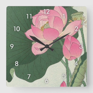 Horloge Carrée 蓮の花, 小原古邨 Lotus flower, Ohara Koson, Ukiyo-e