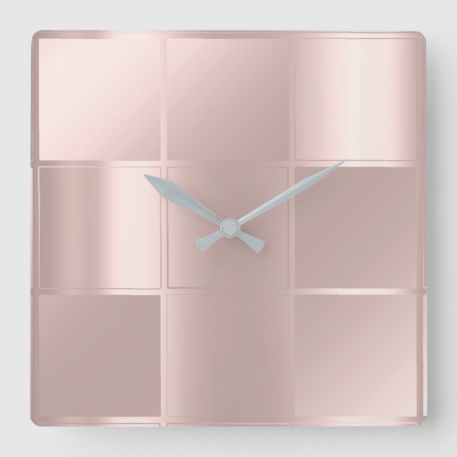 Horloge Carrée 10 Minutes Minimum Square Geometry Rose Lux (Recto)