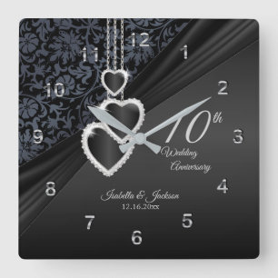 Horloge Carrée 10e anniversaire du Mariage Onyx Keepsaké 2