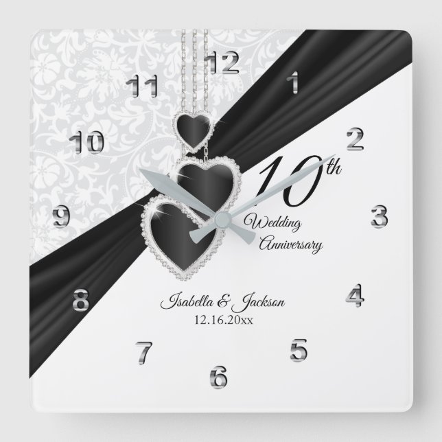 Horloge Carrée 10e anniversaire Onyx et Mariage blanc Keepsaké (Recto)