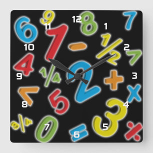 Horloge Carrée 123 Nombres Mathématiques