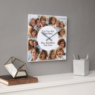 Horloge Carrée 12 Grille minimale photo avec Mur Carré texte simp