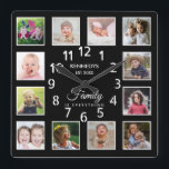 Horloge Carrée 12 Photo Collage Modèle Nom de famille Citation No<br><div class="desc">Créez votre propre horloge murale collage photo avec 12 de vos photos préférées. REMARQUE : Veuillez télécharger vos photos après les avoir recroisées à une taille carré. Cela vous aidera à éviter de couper la face dans les coins. L'horloge à cadre photo vous aide à chérir vos moments spéciaux et...</div>