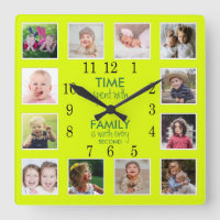 12 Photo Collage Time With Family Quote Neon Green