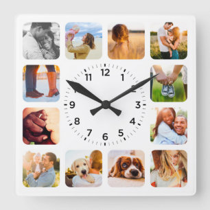 Horloge Carrée 12 Photo Rounded White Wall Clock