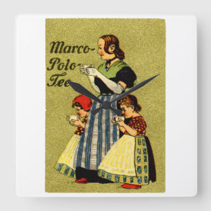 Horloge Carrée 1915 Profitez du thé Marco Polo