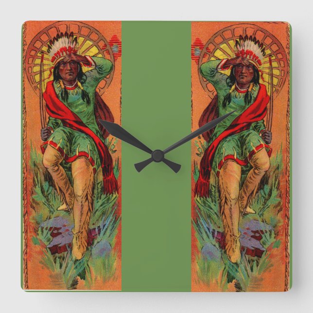 Horloge Carrée 1919 Native American Indian illustration (Recto)