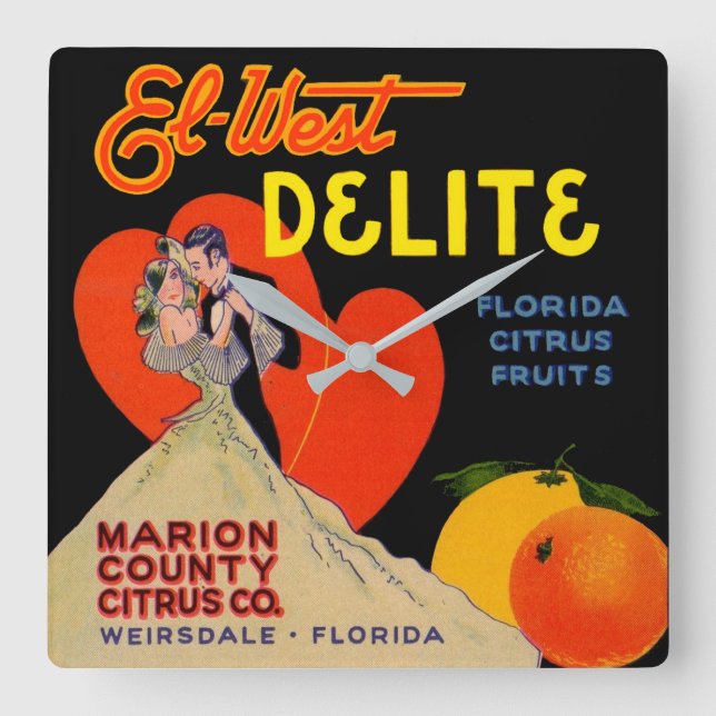Horloge Carrée 1930 El-West Delite Florida Citrus Fruit (Recto)