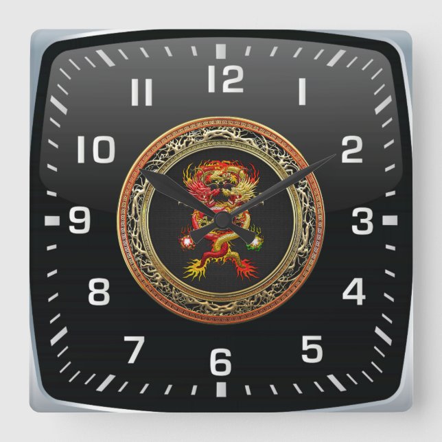 Horloge Carrée [200] Dragons rouges et jaune (Recto)