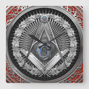 Horloge Carrée [200] Master Mason - Silver Square & Compass