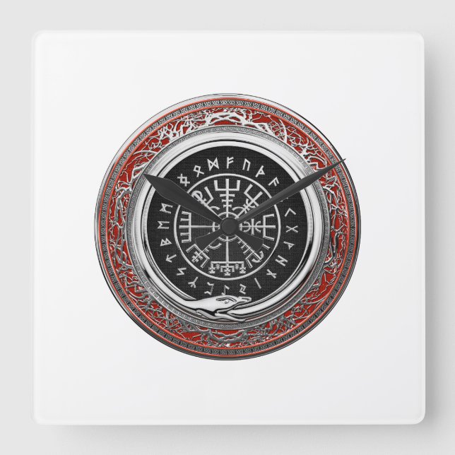 Horloge Carrée [200] Vegvisir - Viking Silver Magic Runic Compass (Recto)