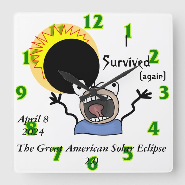 Horloge Carrée 2024 Solar Eclipse Survival (Recto)