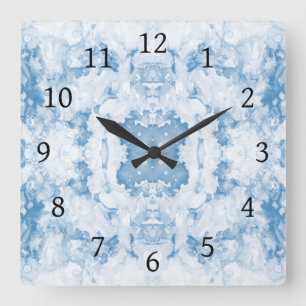 Horloge Carrée 20 bleu Abstrait